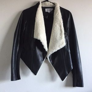 UO faux leather jacket w/ faux fur lining